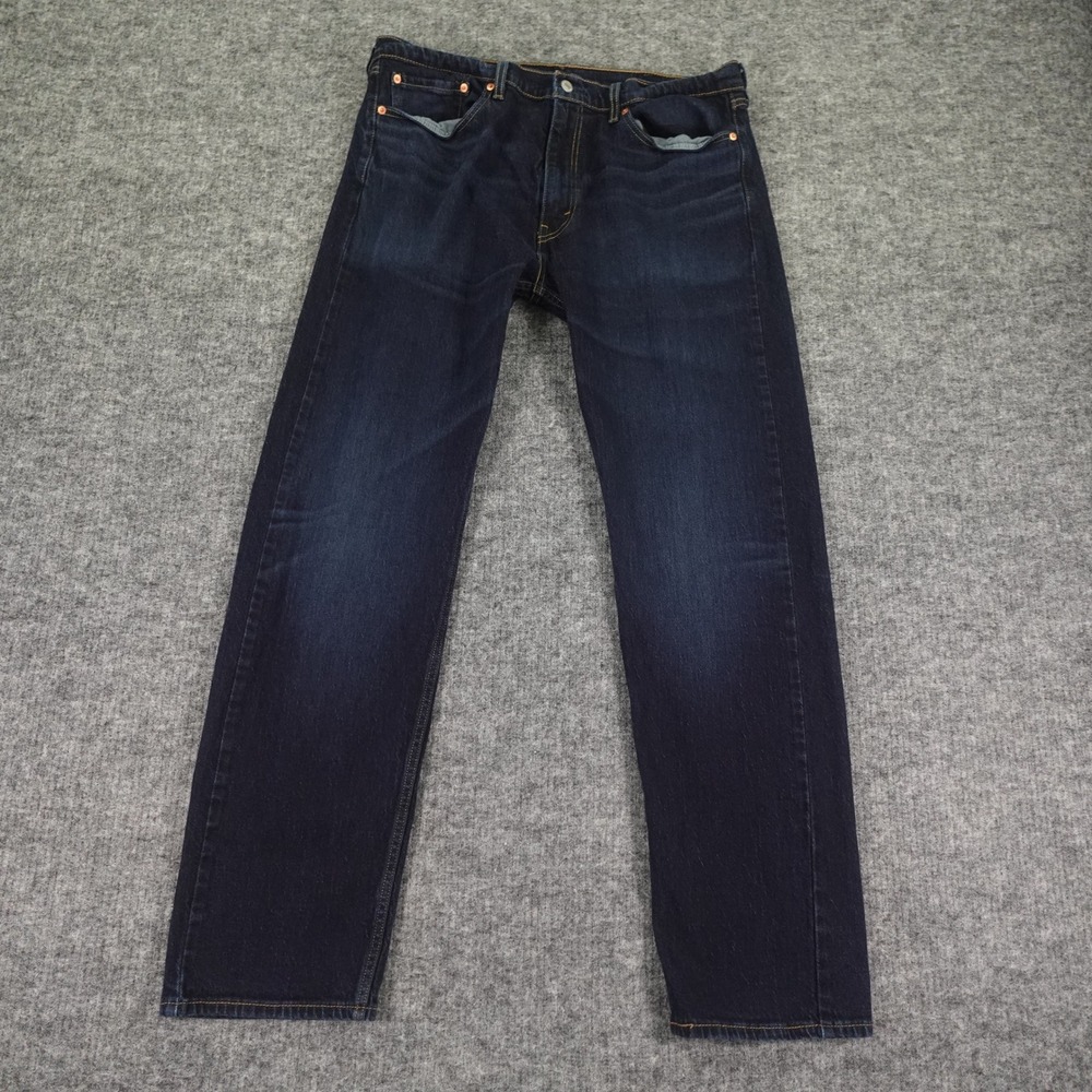 Levis 505 Jeans Mens 38X34 (33) Blue Denim‎ Straight Leg Dark Wash Casual